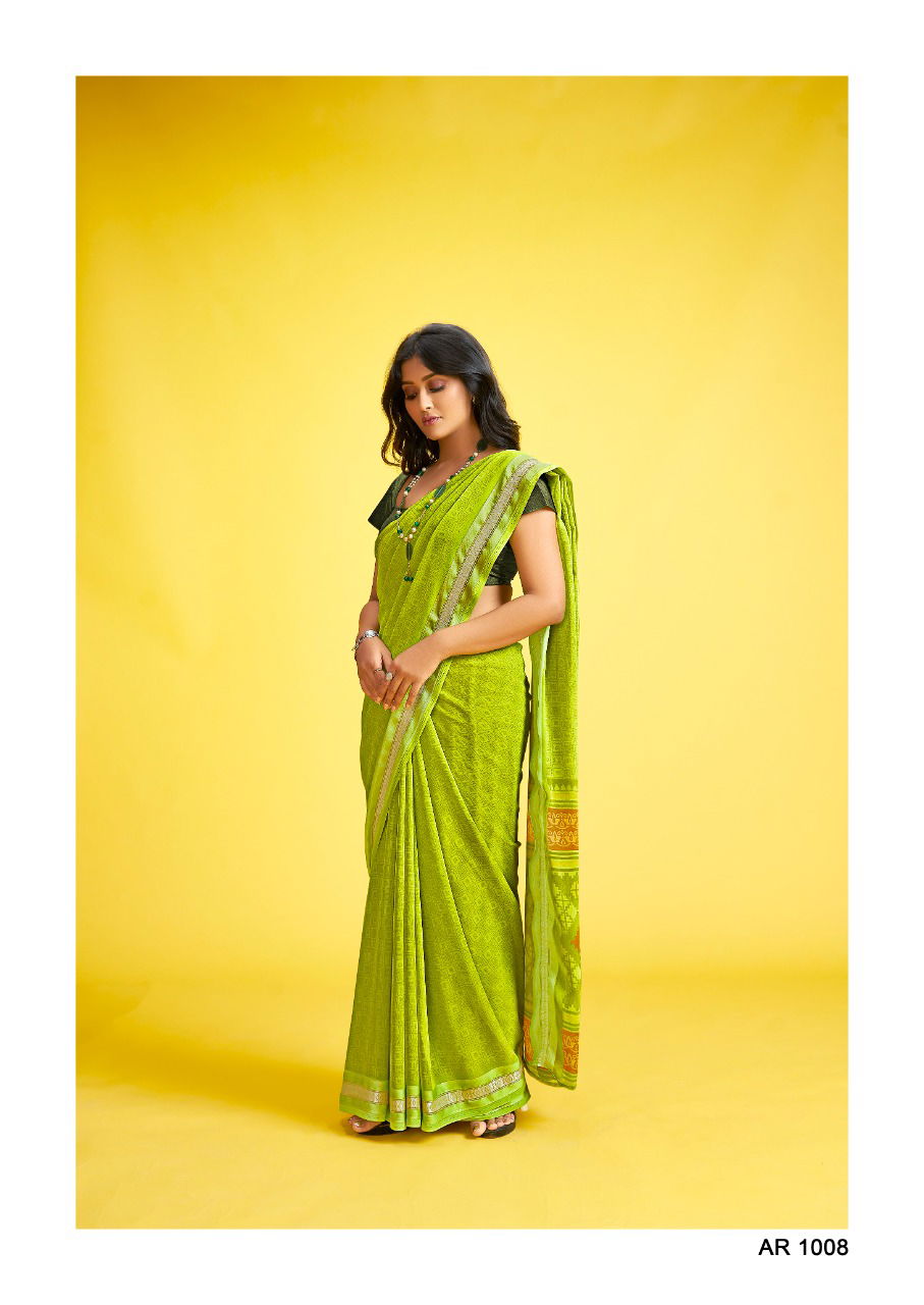 Sr Aarya Casual Wear Weaving Printed Georgette Designer Saree Collection